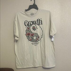 Cream Short Sleeve Tee with Growth Graphic